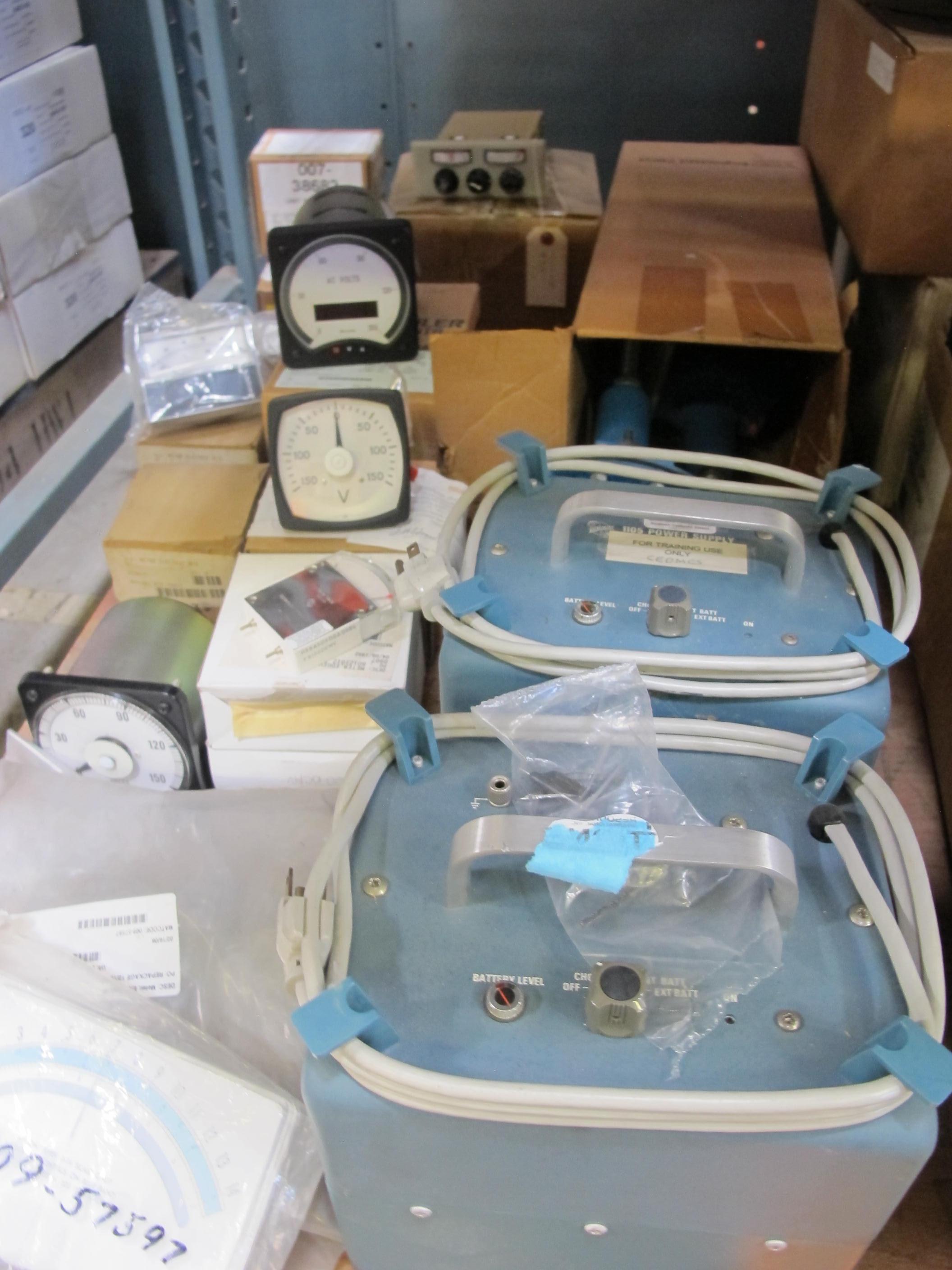 LOT TO INCLUDE: MISC METERS, SWITCHES, AND GAUGES, CONRAC MONITORS, JAVELIN CONTROLLER PORTS. LOADING & HANDLING FEE $15-4150